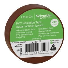 Schneider Electric 2420107 Kahverengi İzole Bant 19mmx20 Metre 8'li Paket