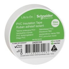 Schneider Electric 2420104 Beyaz İzole Bant 19mmx20 Metre 8'li Paket